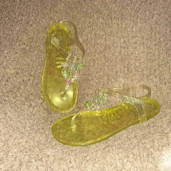 SHELLYS LONDON-Yellow/Green-Jelly Sandals - Picture 1 of 6